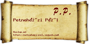 Petneházi Pál névjegykártya